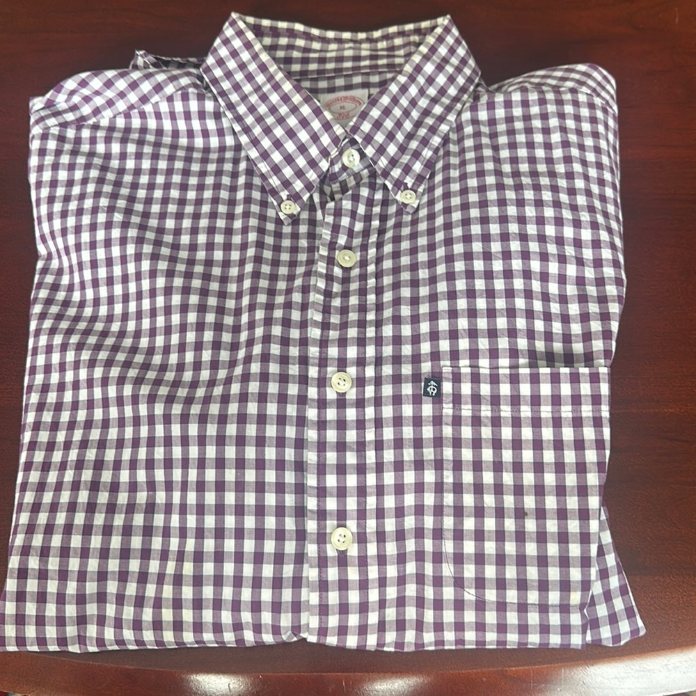 Brooks Brothers Purple Gingham Button Down XL